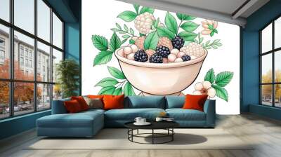 assortment of berries in a beautiful bowl Wall mural