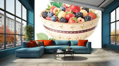 assortment of berries in a beautiful bowl Wall mural