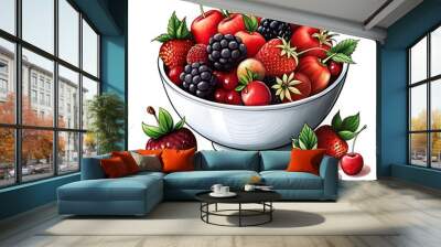 assortment of berries in a beautiful bowl Wall mural