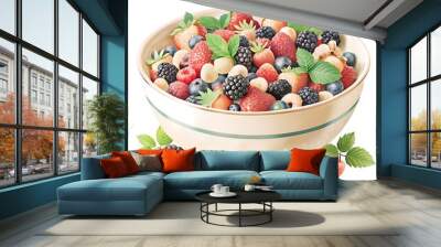 assortment of berries in a beautiful bowl Wall mural