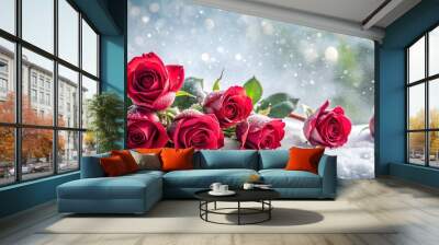 bouquet of red tulips Wall mural