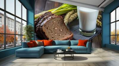 bread and milk Wall mural