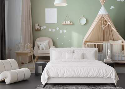 children's room interior. Nursery Interior. ai generative Wall mural