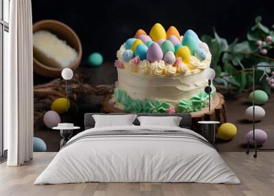 easter cake with eggs and chocolate Wall mural