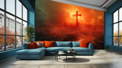 jesus cross christianity background art Wall mural