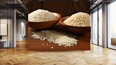 two kind of rice in bowls , white and brown rice Wall mural