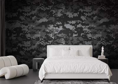 Abstract military camouflage background. black and white gray repeated seamless pattern print Wall mural