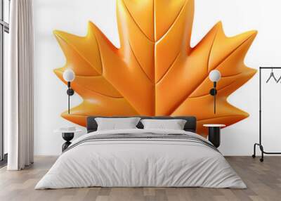 Autumn orange maple leaf 3d rendered illustration isolated. Autumn concept design Wall mural