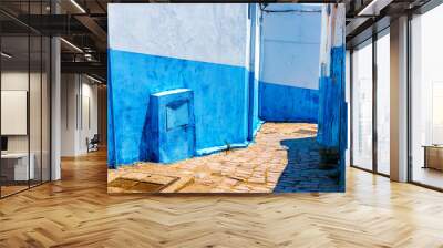 Blue and White Street in the Kasbah des Oudaias in Rabat Morocco Wall mural