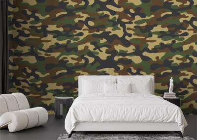 camouflage military texture background soldier repeated seamless green print Wall mural