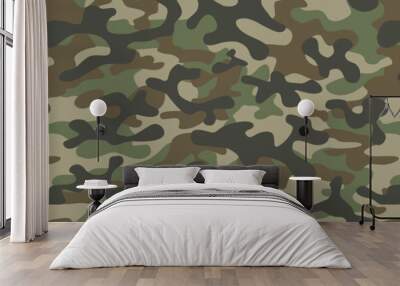 camouflage military texture background soldier repeated seamless green print Wall mural