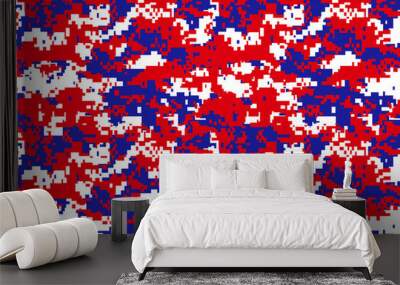 camouflage texture on white red blue background for textile clothing linen paper logo Wall mural