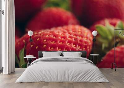 Fresh red ripe strawberries close up Wall mural