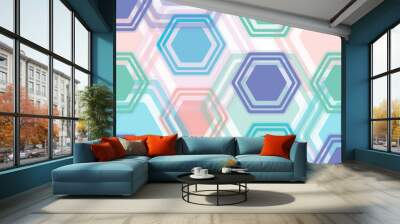 Hand painted watercolor hexagon honeycomb allover seamless pattern Abstract geometric background. Wall mural