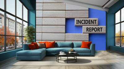 Incident Report symbol. Concept word Incident Report on wooden blocks. Beautiful purple background. Business and Incident Report concept. Copy space Wall mural