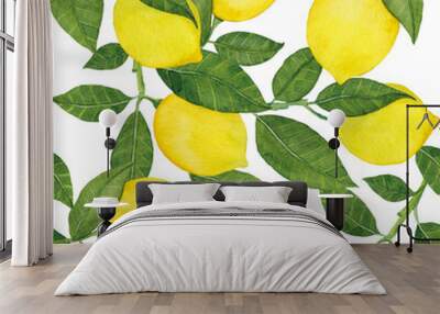 Watercolor seamless pattern with lemons. Creative summer print with fruit for any purposes.	 Wall mural