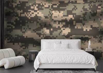 Print Texture military camouflage seamless pattern. Abstract army and hunting masking ornament Wall mural