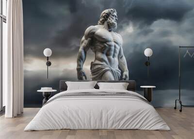 Stoicism concept, sculpture of a stoic, representing philosophy, ancient greek god statue. Antique sculpture Wall mural