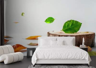 The floating green leaf Wall mural