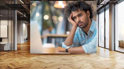 The stressed man at work Wall mural