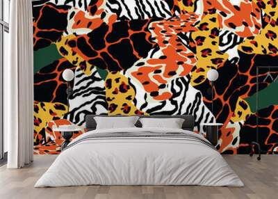 Tribal Leopard Animal Skin Vector Seamless Wall mural