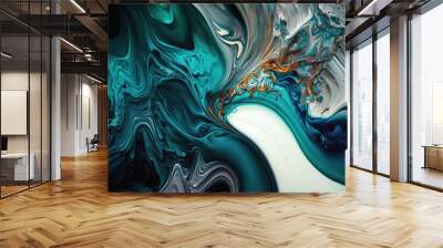 Abstract colorful fluid art background texture, ink and colorful mixed texture. Ai generative Wall mural