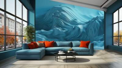 Beautiful banner background water texture image of natural transparent water of a bluish tint with small chaotic waves on the surface. Ai generative. Wall mural