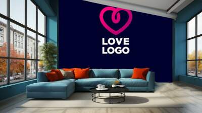 Communication or chat logo. Conference emblem. Jewelry icon. The letters and decorative heart on a dark background. Wall mural