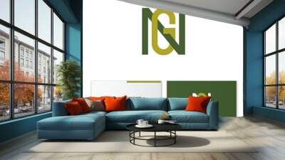 G and N letters monogram. Flat G, N emblem. Line letters, isolated on a light background. Business card Monochrome option. Wall mural