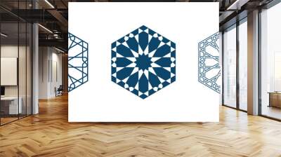 Set of Islamic traditional rosettes for greetings cards decoration and design isolated on white backgrounds. Vector illustration. Wall mural