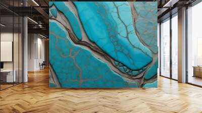 Beautiful turquoise stone texture with natural patterns and details Wall mural