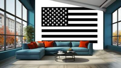 Black and white American flag - USA Flag - US Flag Cut File - American Flag- 4th of July Stencil - Distressed American Flag US Vetarans Wall mural