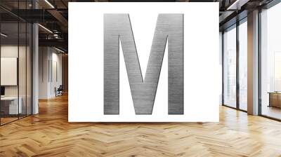 Metal font english alphabet. Letter M from a metal plate isolated on a white background. Wall mural