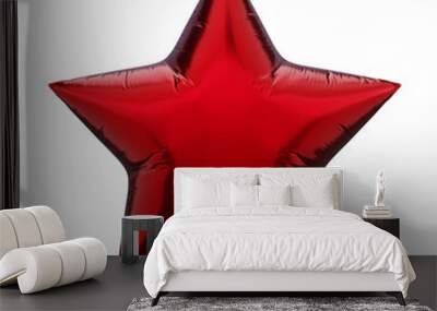 Foil balloon icon. Star shaped red balloon 3D rendering banner. Wall mural