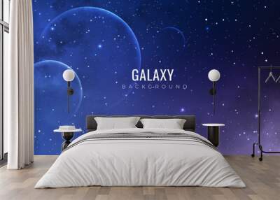 Galaxy background with purple nebula and planets. Cosmos backgro Wall mural