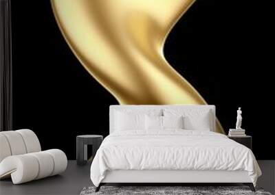 Golden fluid abstract shape undefined form liquid art concept, Wall mural