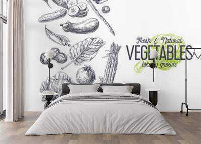 Retro organic food background. Wall mural