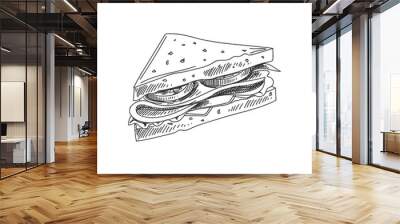 vector hand drawn sandwich Illustration Wall mural