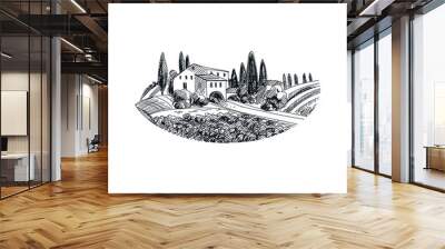 vector hand drawn vineyard
 Illustration Wall mural