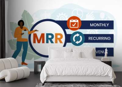 MRR - Monthly Recurring Revenue acronym, business concept. word lettering typography design illustration with line icons and ornaments. Internet web site promotion concept vector layout. Wall mural