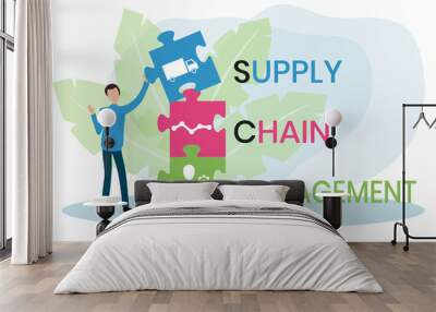 SCM - Supply Chain Management acronym. business concept background. Vector illustration for website banner, marketing materials, business presentation, online advertising Wall mural