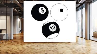 vector collection of billiard pool or snooker balls with numbers isolated on white background, eps10 illustration Wall mural