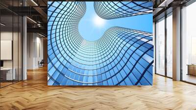 3d render of morning view to perspective glass building Wall mural