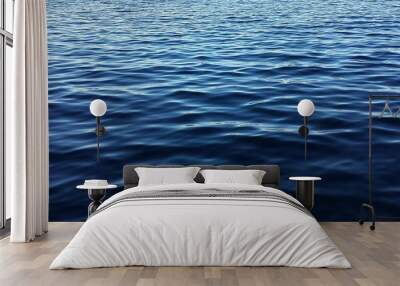 Blue water panorama background with soft waves  Wall mural