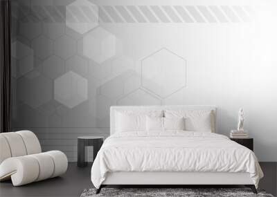 Light grey hexagon background technological gradient Wall mural