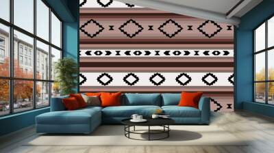 Striped mexican blanket in shades of brown seamless pattern Wall mural