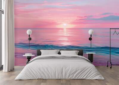 Beautiful pink sunset over sea Wall mural