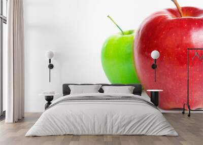 Green and red apple isolated on white background Wall mural