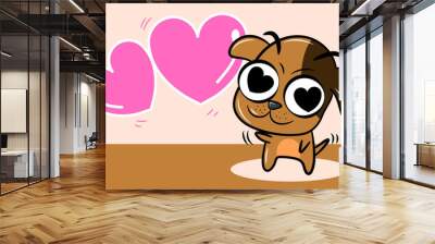 Hand drawn Chihuahua dog with two heart Wall mural