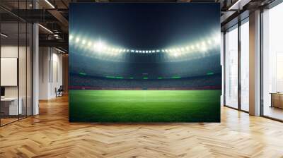 blured large football stadium with lights at night. Generative AI. Wall mural